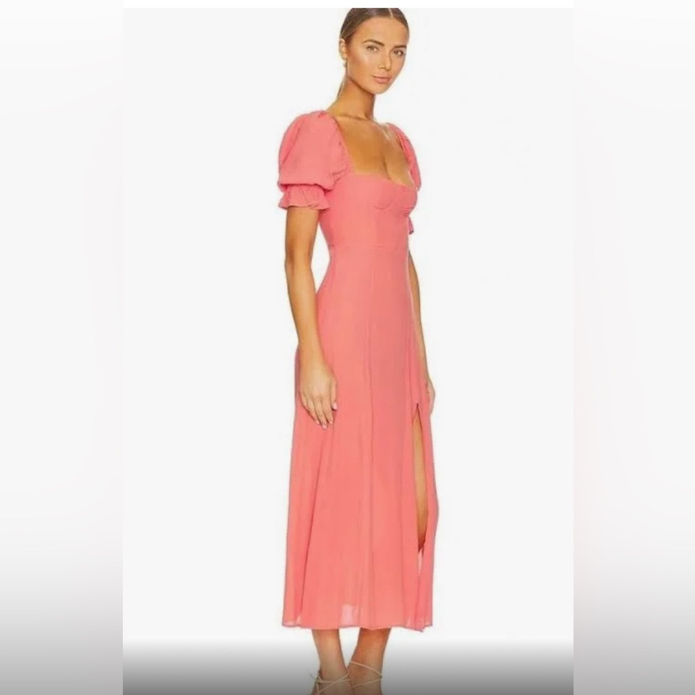 We Wore What. Puff Sleeve Midi Dress Apricot. Size 12. NWT | Make an offer!